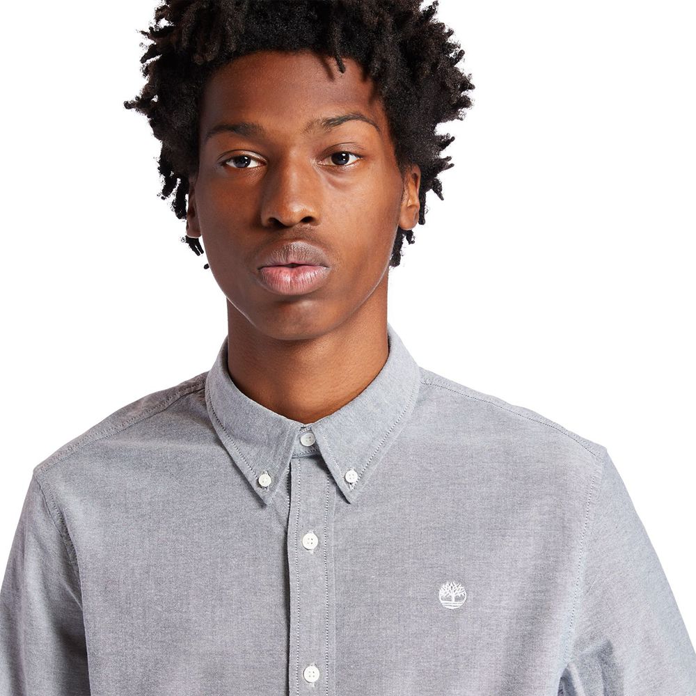 Camisa Timberland Hombre Pleasant River Stretch Oxford Gris - Chile FRG-608145